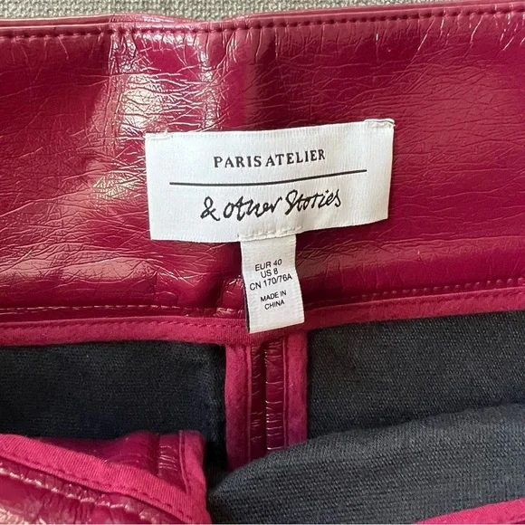 And Other Stories Patent Fitted Mini Skirt 8 Berry Pink - Picture 2 of 4